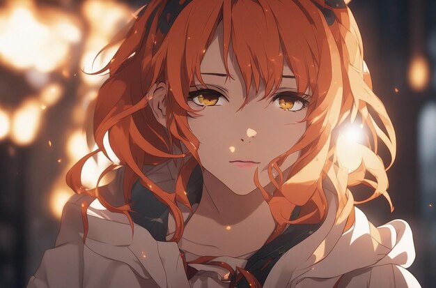 a confident and strongwilled anime girl with fiery orange hair