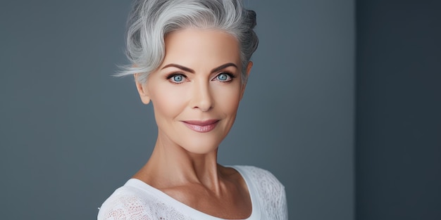 confident stylish mature middle aged woman