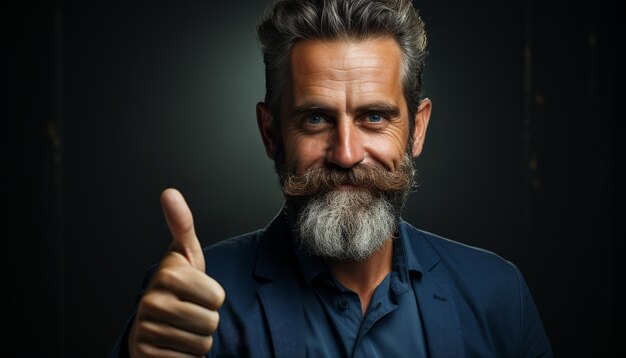 Photo a confident successful businessman with gray hair and a beard generated by ai