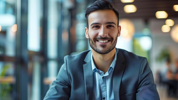 Confident and successful young professional in a suit smiling at the camera