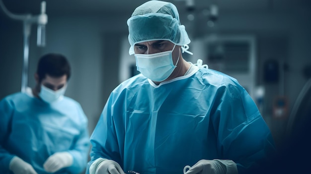 A confident surgeon in an operating room