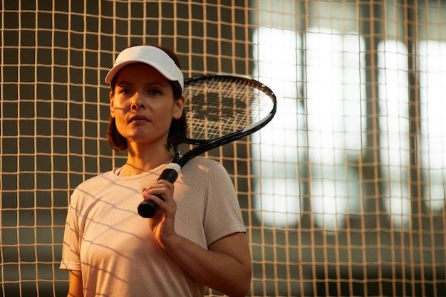 Confident tennis player in cap