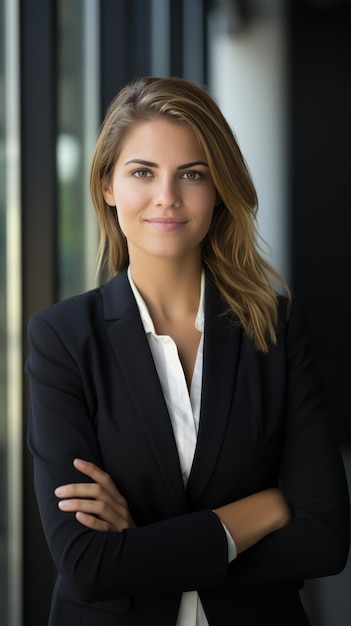 Photo confident woman crossing arms pose