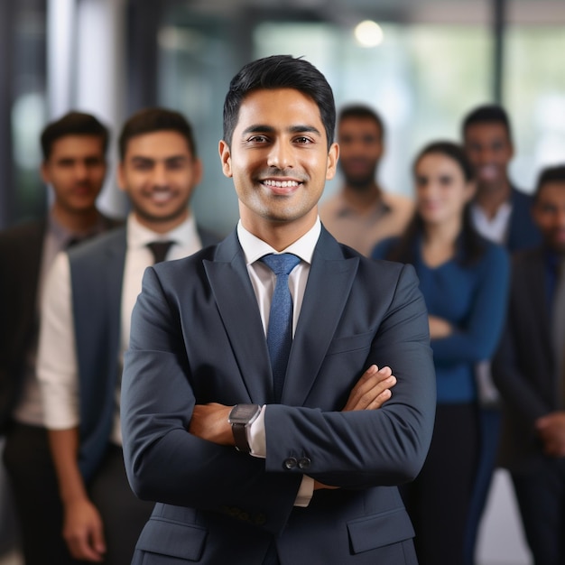 confident young businessman corporates looking at camera