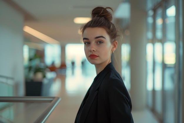 Confident young businesswoman in a modern office setting