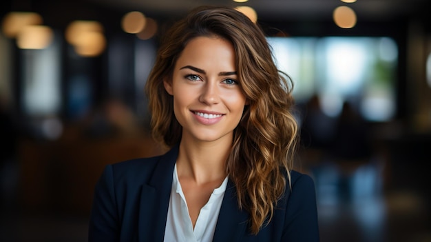 Confident young businesswoman standing in the office