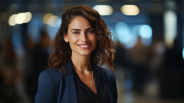 Confident young businesswoman in a suit smiling