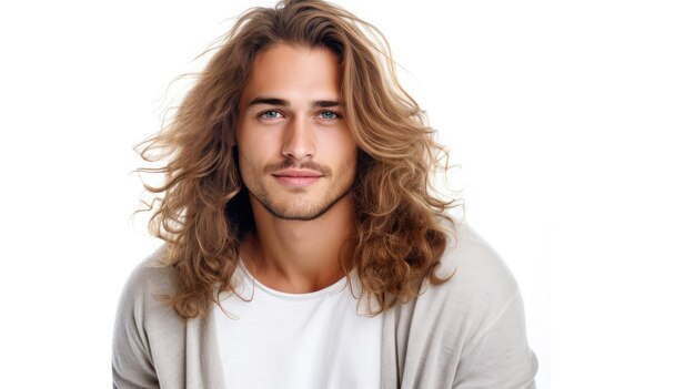 Confident Young Caucasian Man with Curly Brown Hair