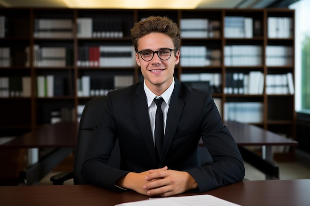 Confident Young Lawyer in Formal Attire Office Setting