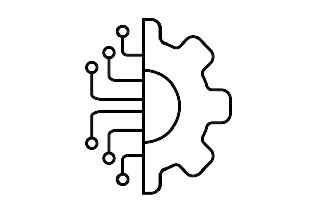 Configuration gear line icon website symbol artificial intelligence black sign for app or web