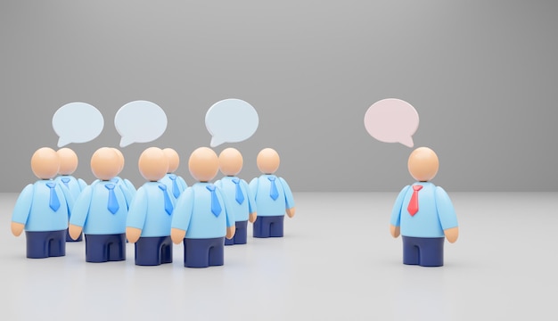 Conflict baas en de werknemers Een discussie tussen de leider en het business team 3D render