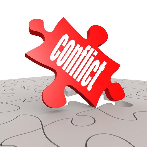 conflict word with puzzle background