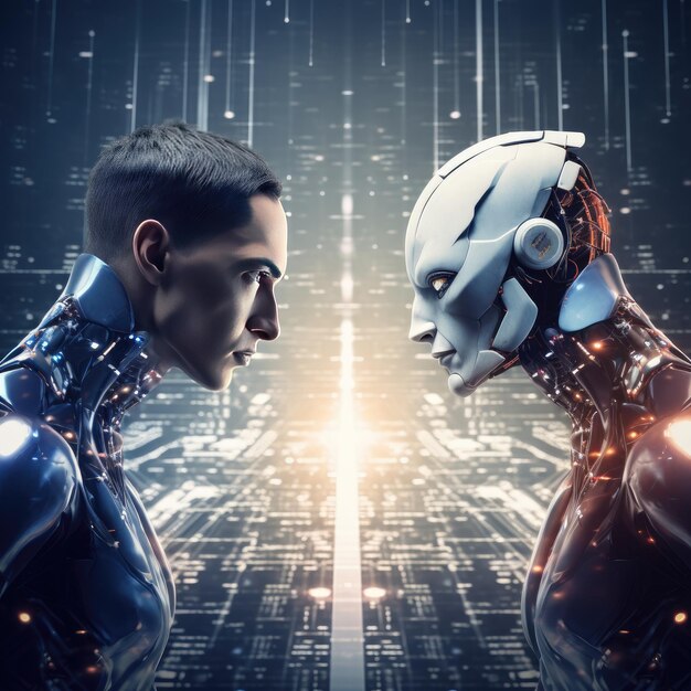 Противостояние битвы чат-бота искусственного интеллекта и человека