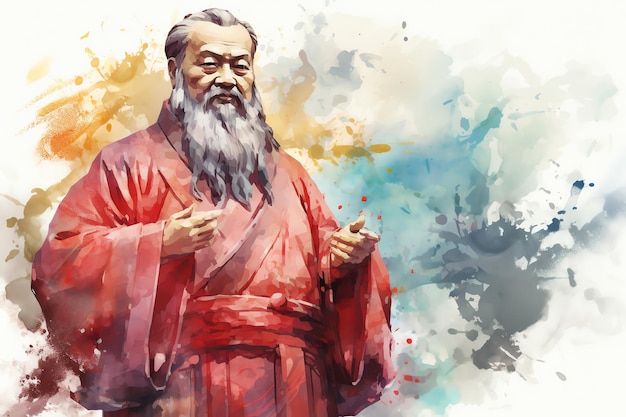 Confucius Standbeeld Chinese nieuwe jaarachtergrond