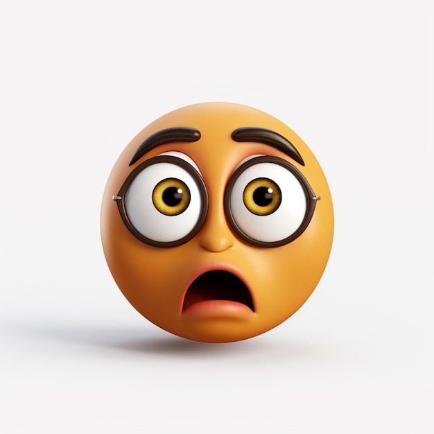 Confused Face emoji on white background high quality 4k hd