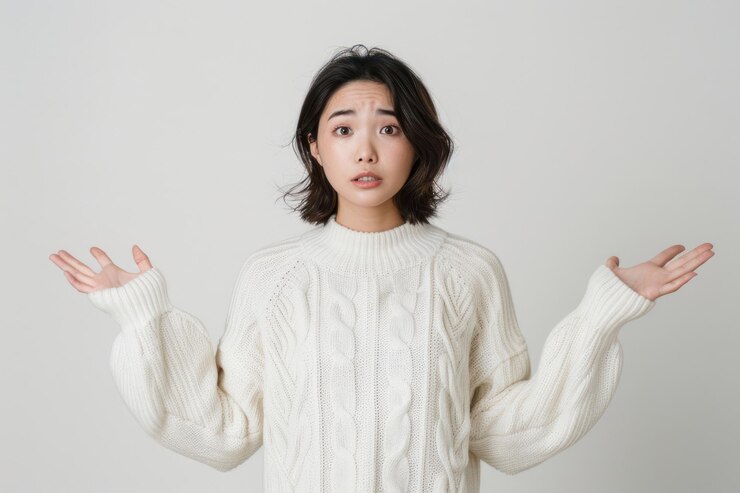 Photo  스웨터를 입은 혼란스러운 여자