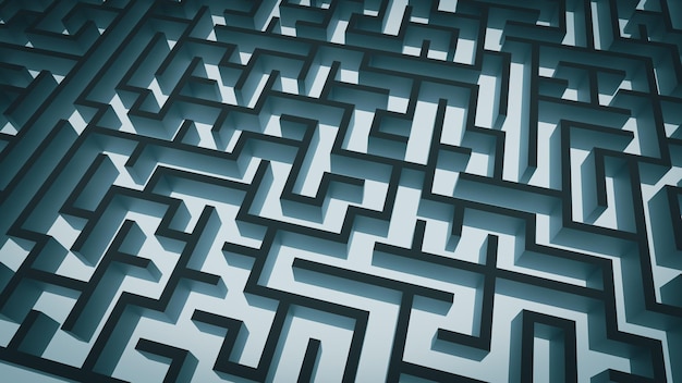 Confusing maze concept background 3d rendering