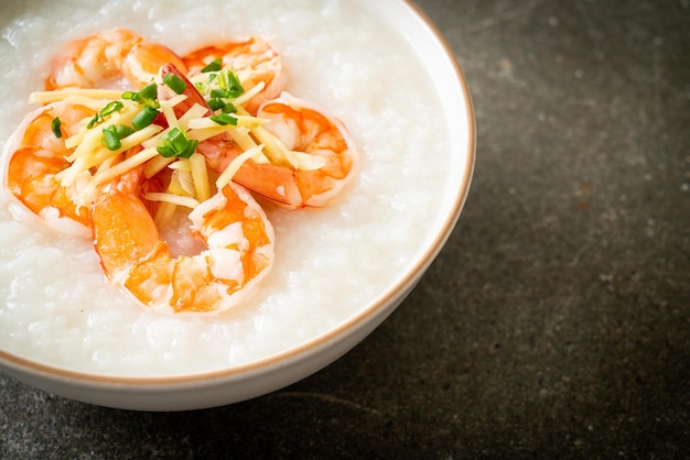 Congee with shrimps and fresh ginger