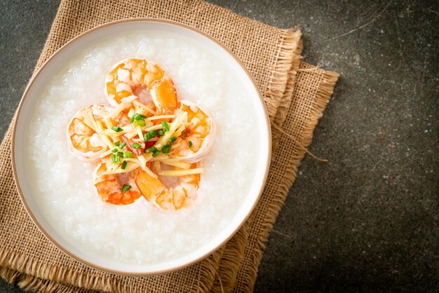 Congee with shrimps and fresh ginger