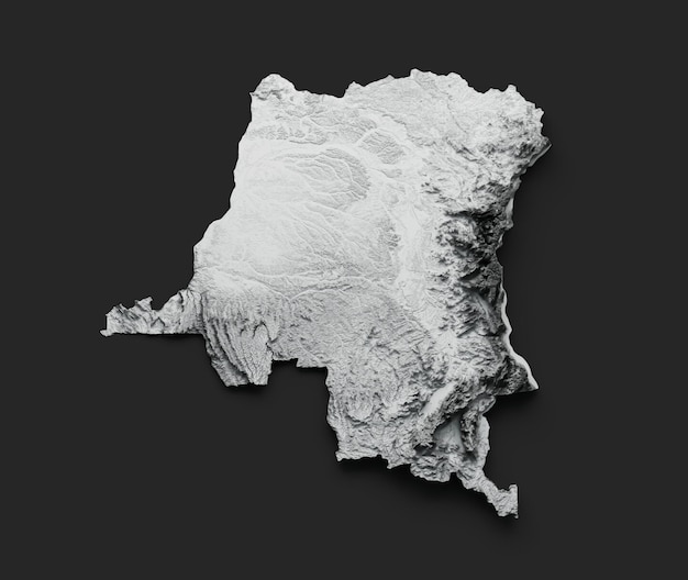 Congo-kaart op zwarte achtergrond 3d illustratie
