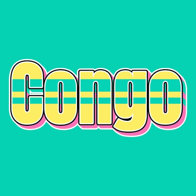 Congo Typografie Vintage 90's 3D-ontwerp gele roze tekst achtergrondfoto jpg