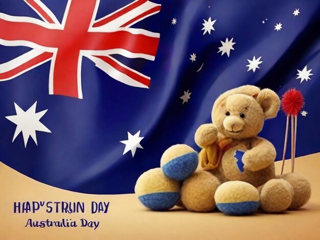 Congratulation Happy Australia Day on the background flag