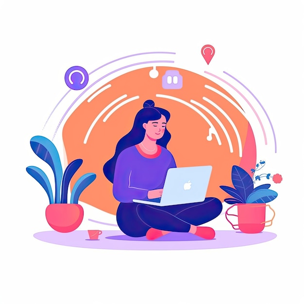 Photo connected wifi concept flat vector illustration daily activities working ai generated