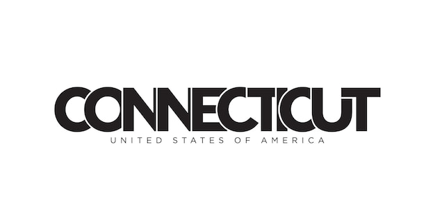 Connecticut USA typografie slogan ontwerp America logo met grafische stad lettering voor print en web