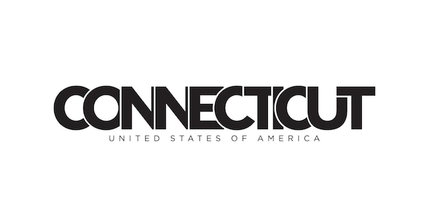 Connecticut USA typography slogan design America logo with graphic city lettering for print and web