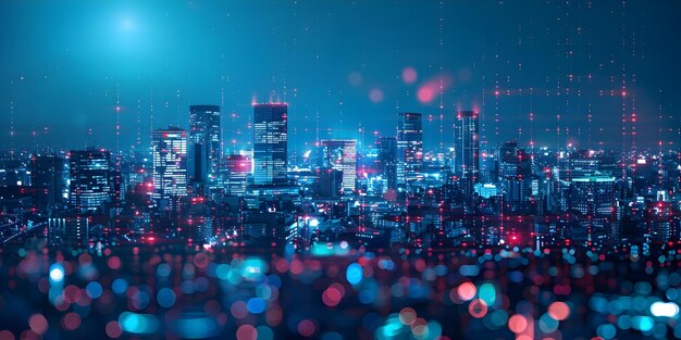 Photo connecting data for smart cities of the future concept smart cities data analysis technology integration urban development infrastructure planning