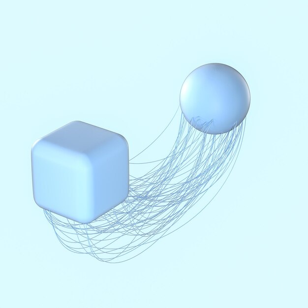 사진 창의적인 기하학 3d 렌더링이 있는 연결선