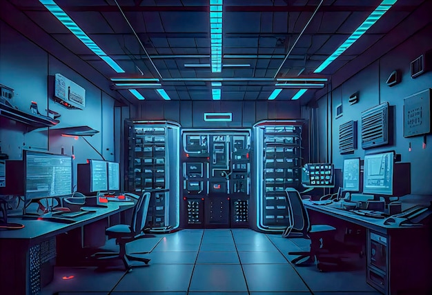 Connection network in servers and storage systems in data center rooms