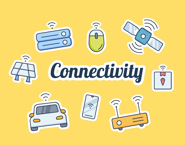 Connectivity iot internet of things concept with some icon sticker spreading with modern flat style vector illustration