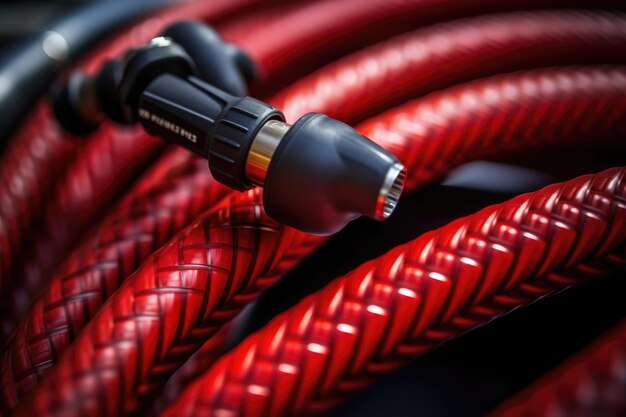 Connectivity new pipe technology cable black red closeup connector power equipment background