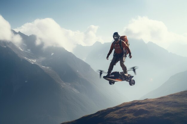 Foto conquista le alture accidentate volando in alto con l'elicottero su una maestosa montagna 32