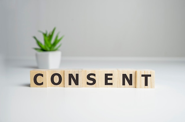 Consent word from wooden blocks