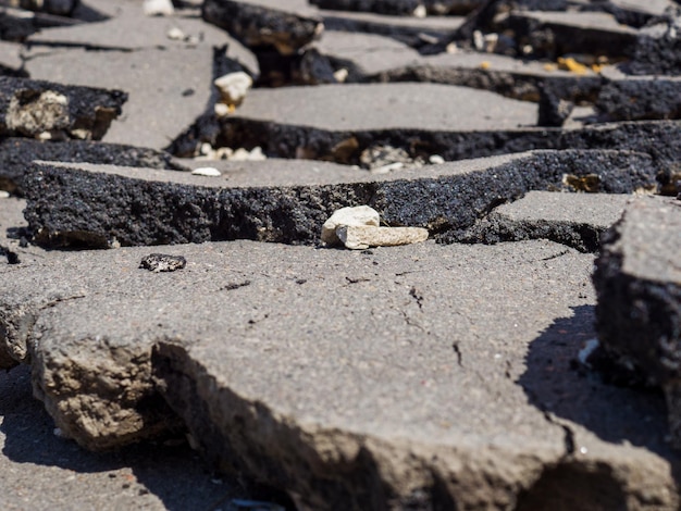 The consequences of the earthquake Swollen broken asphalt