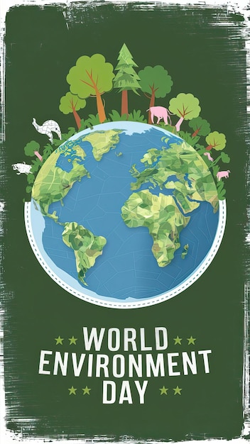 Conservation Core World Day Environment Globe and Leaves poster post