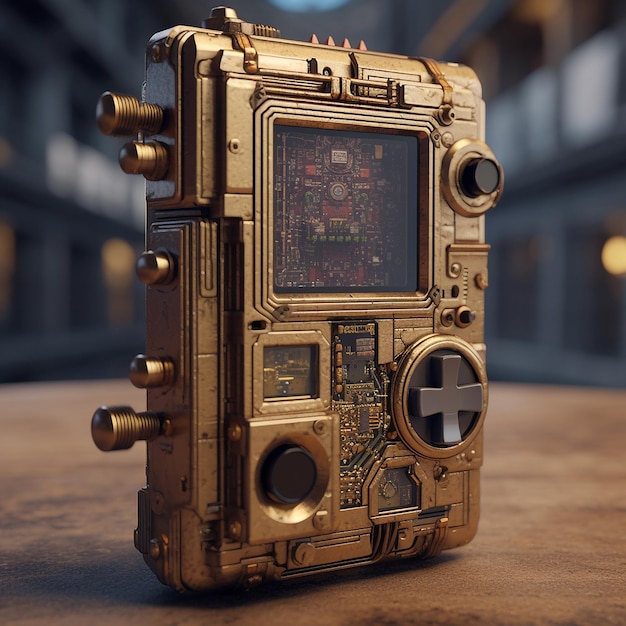 Console advanced awesome steampunk game boy Generative AI