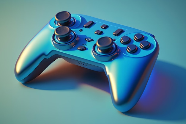 Фото Консольный игровой контроллер с множеством кнопок и глянцевой блестящей поверхностью корпуса искусство, созданное нейронной сетью
