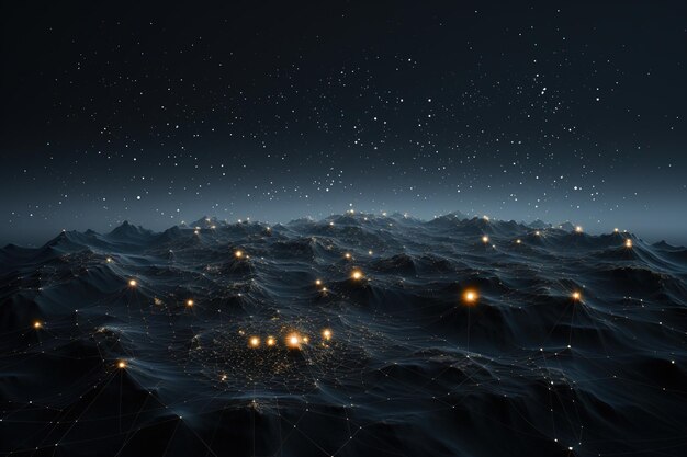 Constellations mapped out in a dark cloudless sky