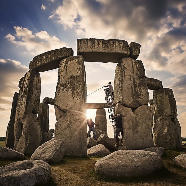 Photo constructing stonehenge