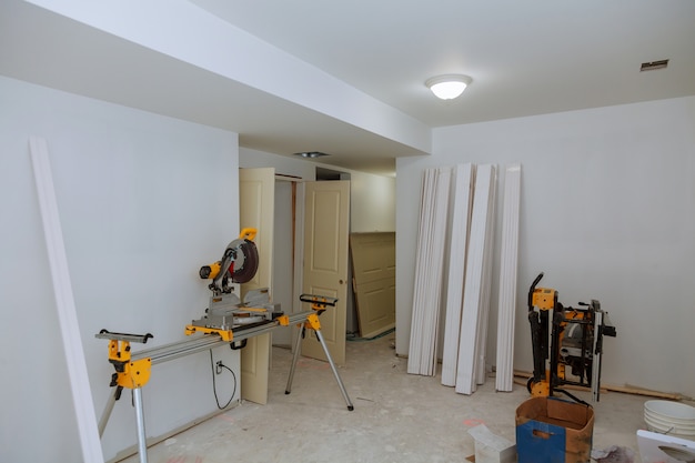 Construction building industry new home construction interior drywall tape. 