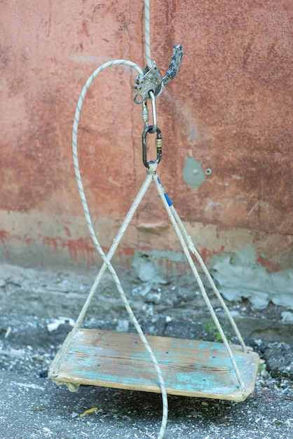 Construction cradle at the construction site closeup