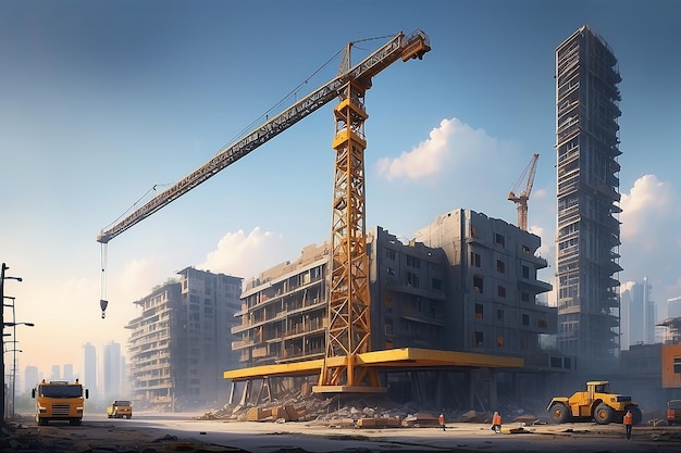 Construction crane concept illustration