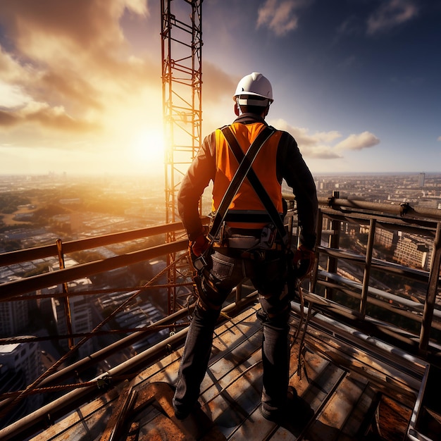 Construction Duo on Scaffold