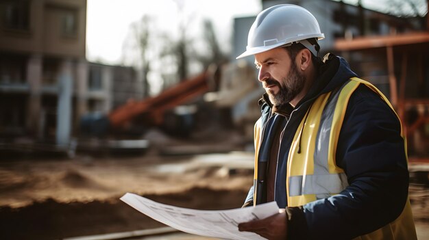 Construction engineers at a construction site neural network ai generated