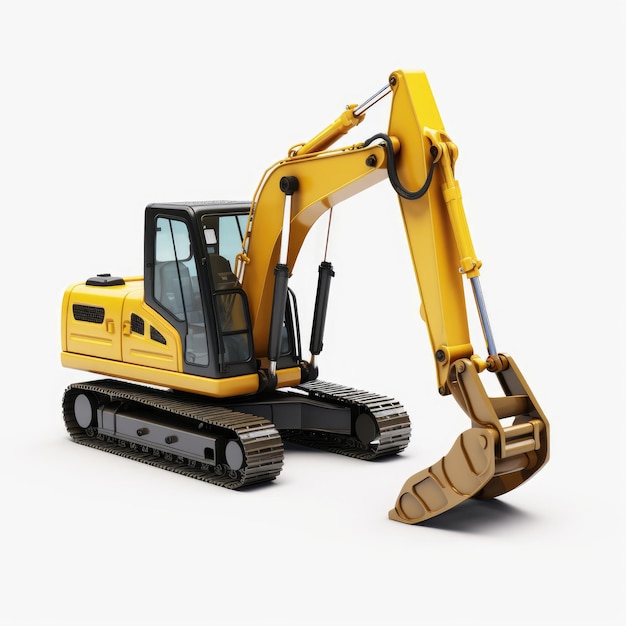 Photo construction equipment heavy black excavator with a folded boom on a white background isolated 3d