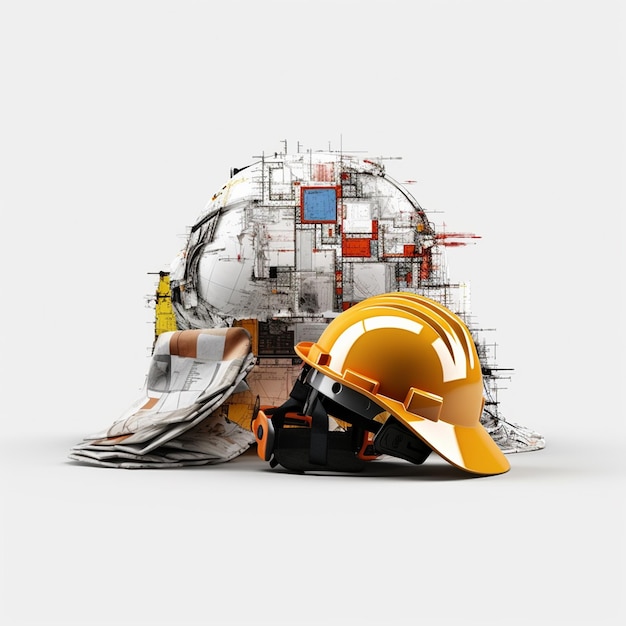 Photo construction hard hat with white background