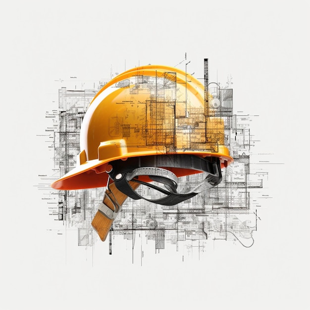 Photo construction hard hat with white background